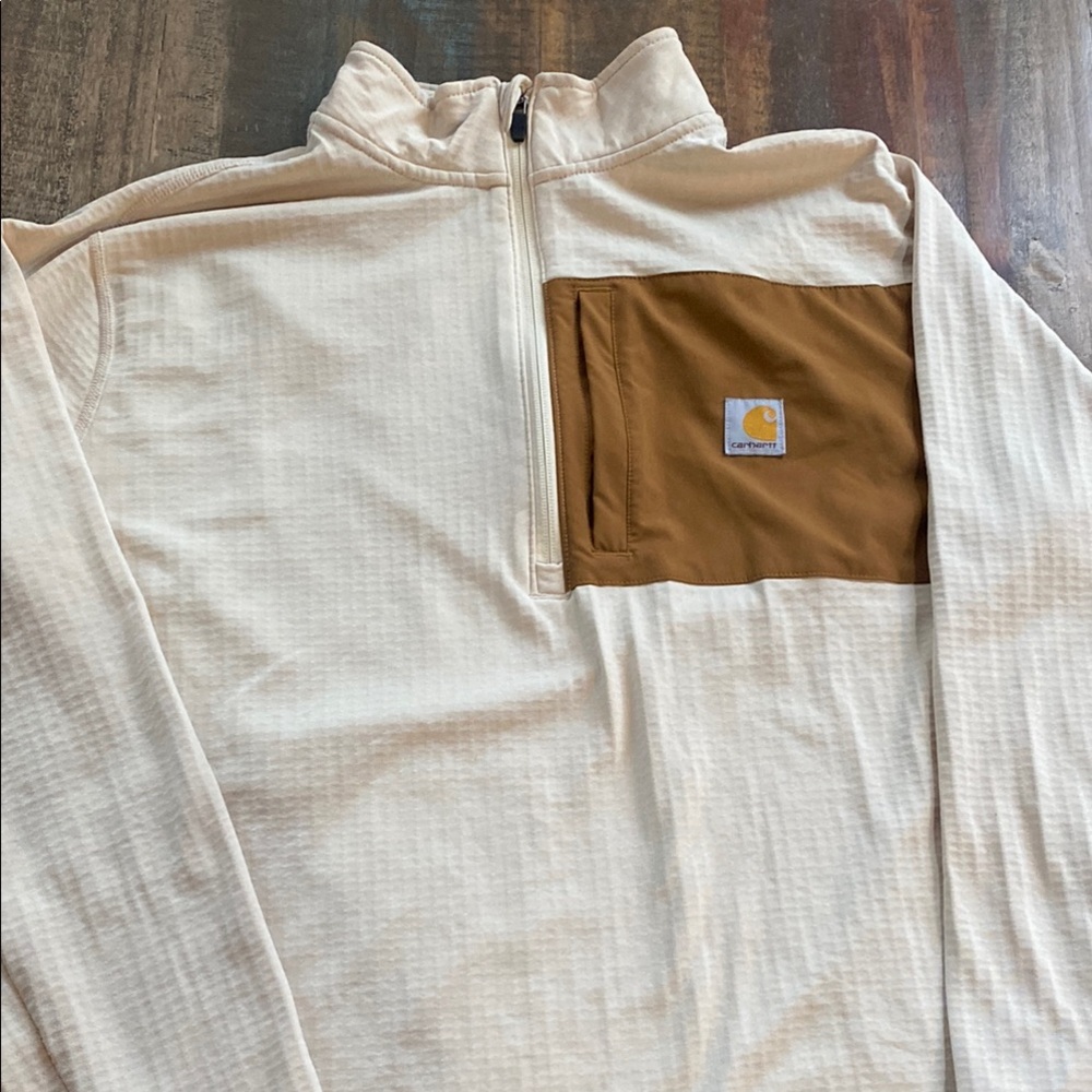 Carhartt Cream and Brown Quarter-Zip Pullover
